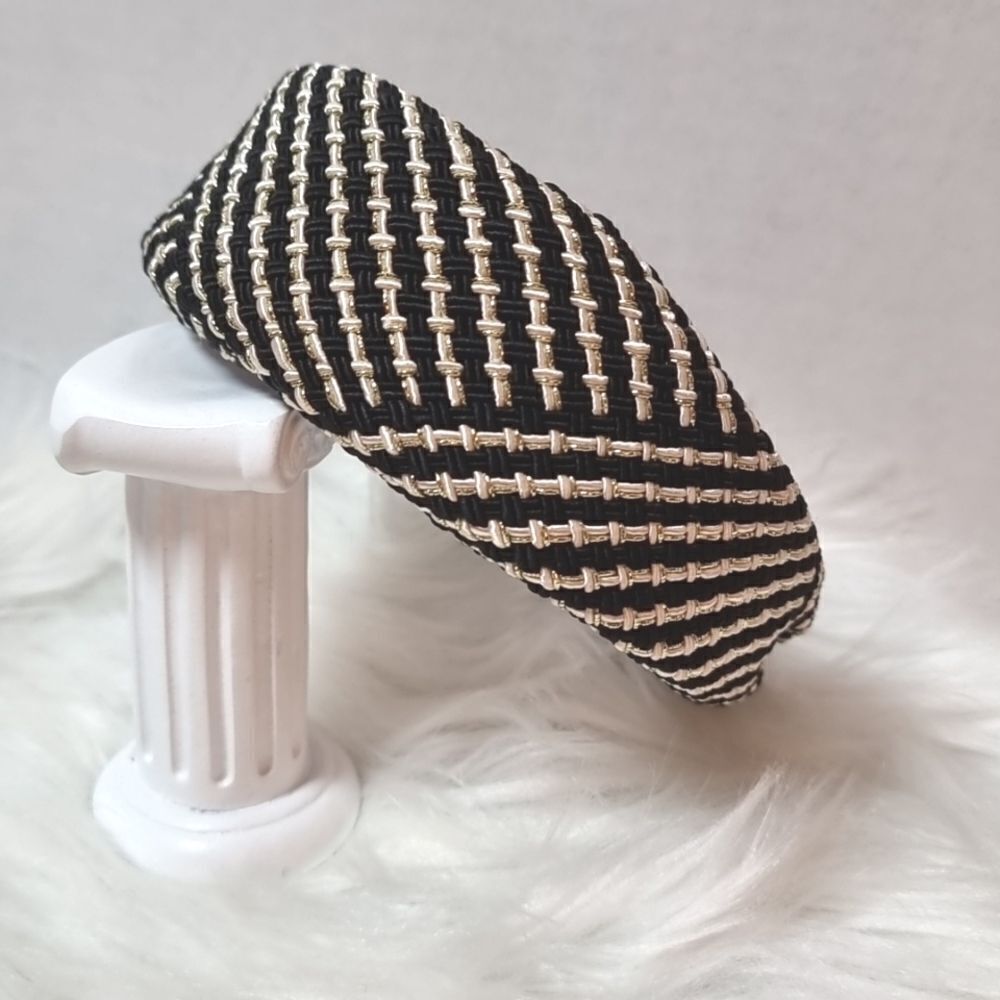 New! Wide Geo Black Gold Headband | NWOT